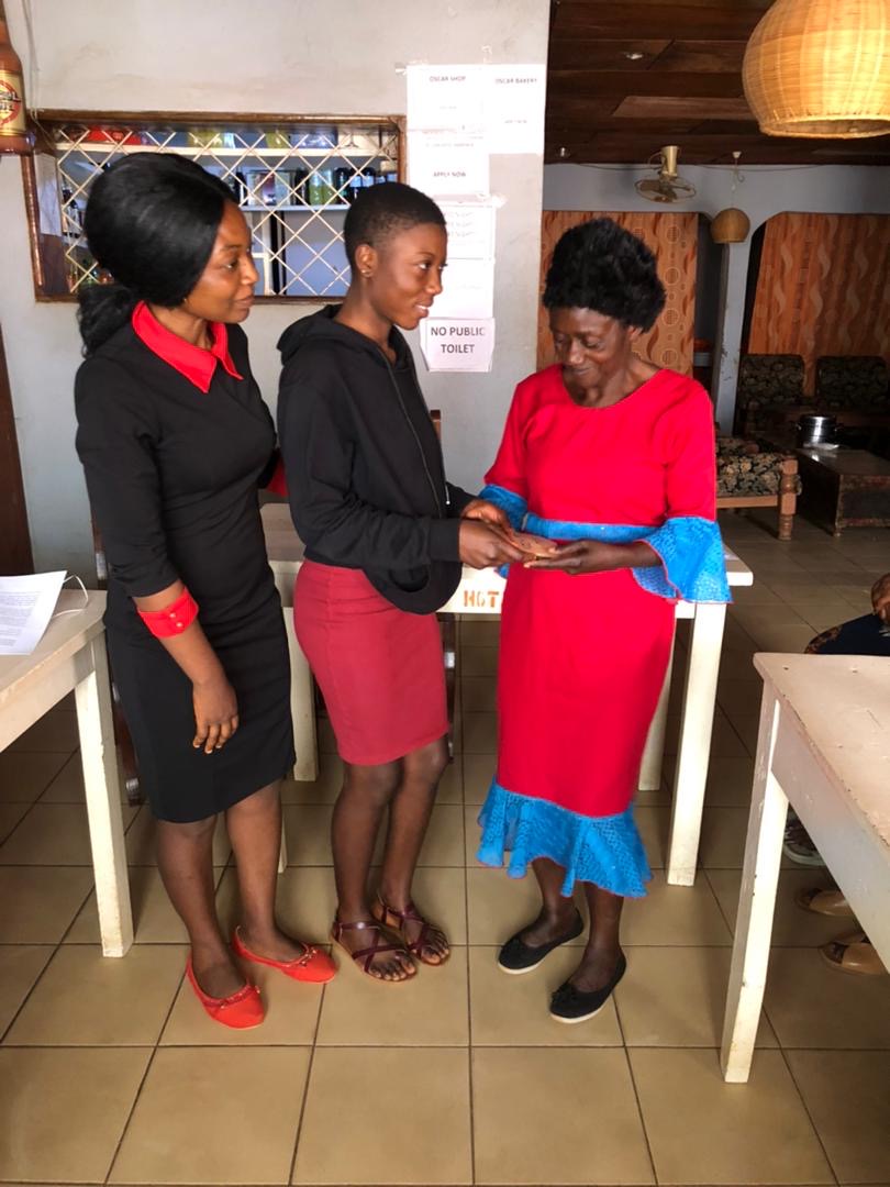 Aid being handed to a recipient